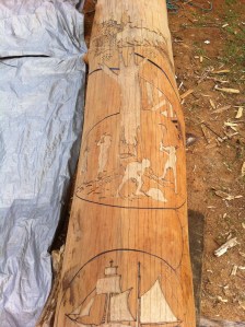 Detail of engraving on irnobark log